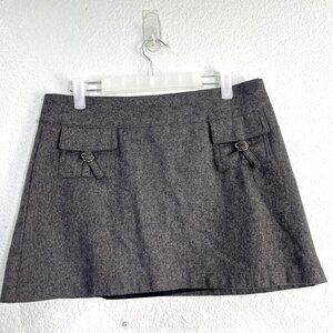 Exact Change Gray Wool Blend Mini Skirt Flap Pockets 11 Mod‎ Grunge Academia Y2K